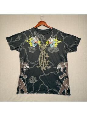 Christian Audigier Y2k T-Shirt Birds and Panther Size XXL (Fits Large)